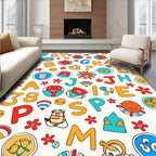 Alphabet Soup Red Blue Yellow Characters Rug