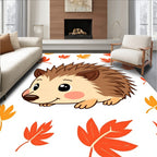 Cute Hedgehog Autumn Leaves Scatter Rug