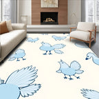 Light Blue Whimsical Bird Collection Rug