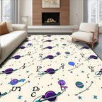 Cosmic Purple Planets Starry Background Rug