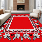 Charming Red Floral Border Rug