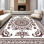 Brown Oriental Medallion Floral Border Rug
