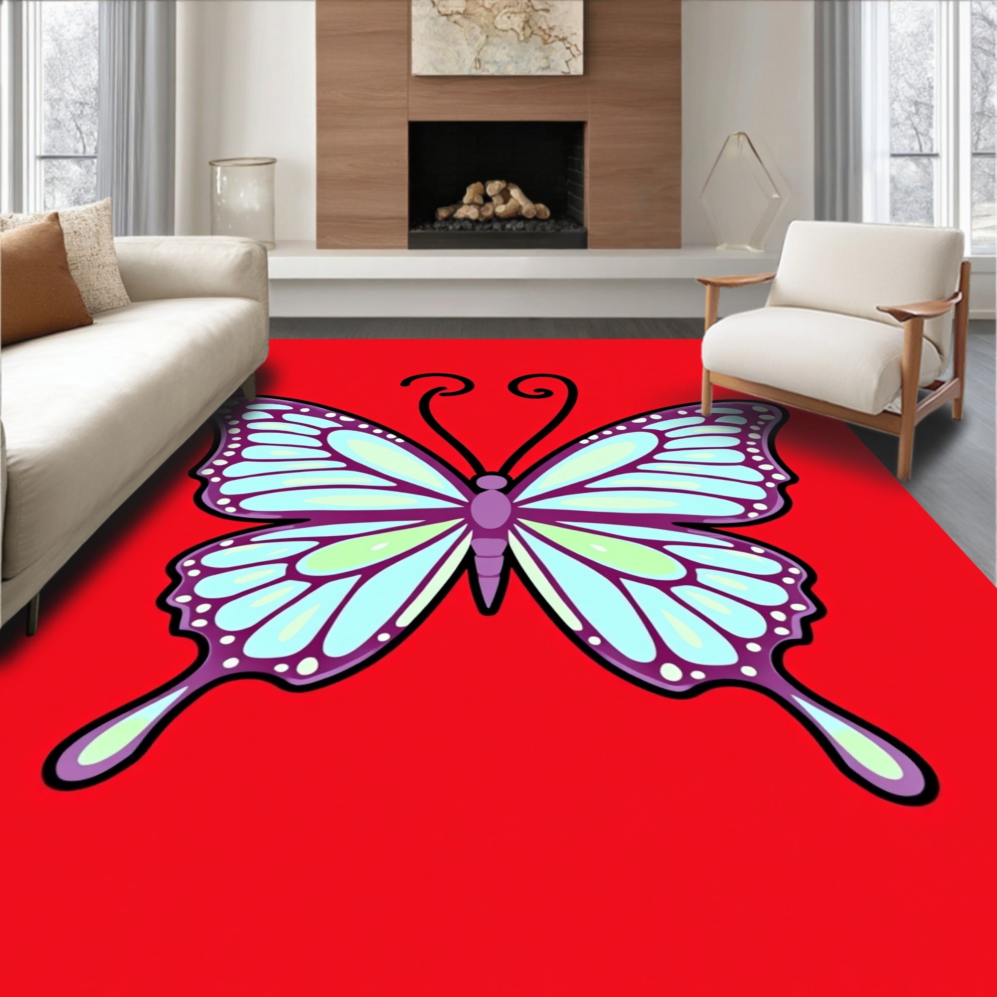 Purple Blue Butterfly Vivid Wings Rug