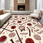 Vibrant Red Hockey Stick Puck Graphic Rug