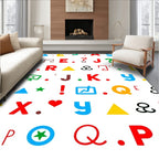 Colorful Alphabet Symbols And Shapes Rug