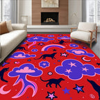Celestial Night Sky Doggos Rainbow Rug