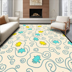 Quirky Yellow Blue Organic Shapes Rug