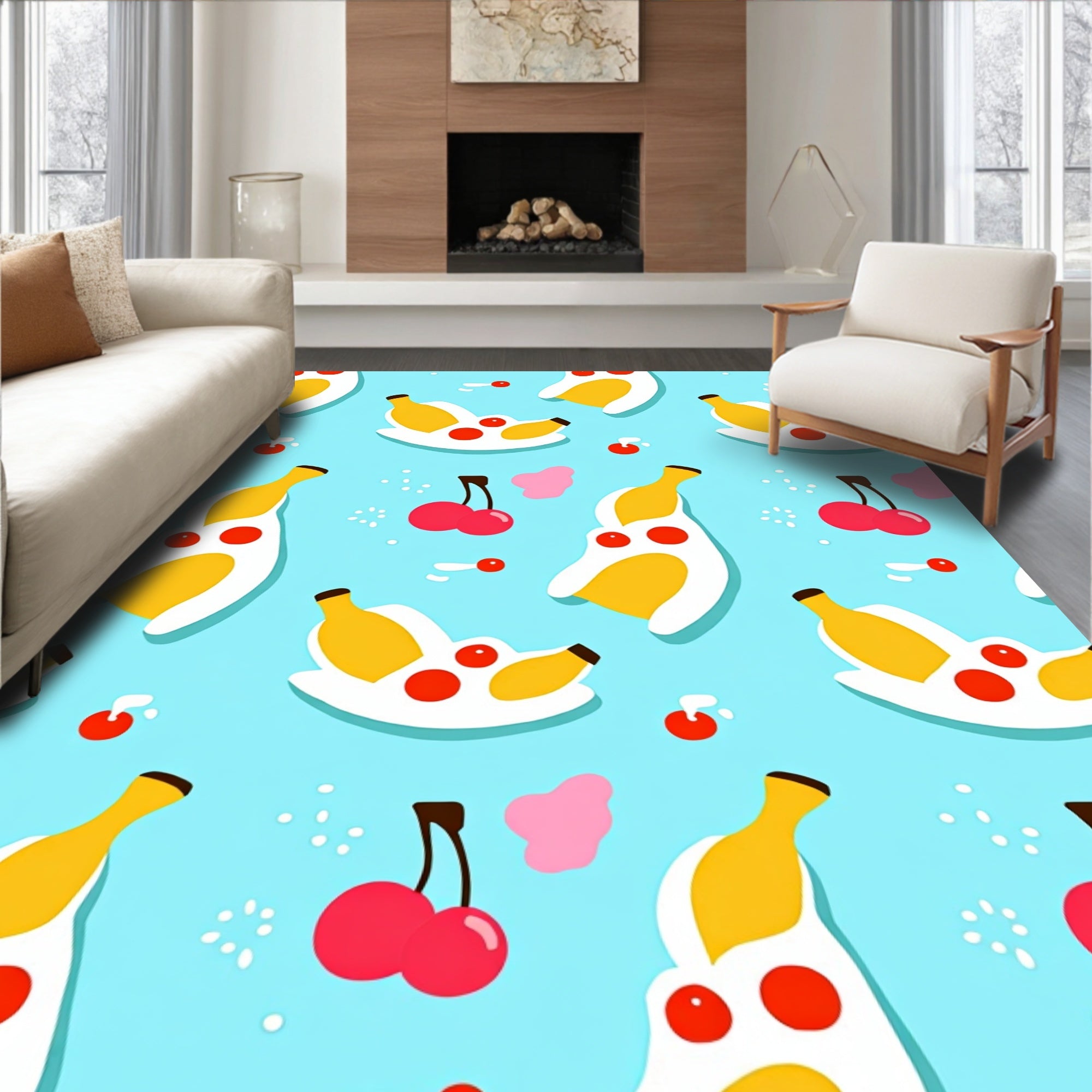 Sweet Banana Cherry Playful Rug