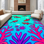 Coral reef fish with bubbly aquatic scene Rug