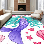 Aqua Mermaid Purple Seashell Star Rug