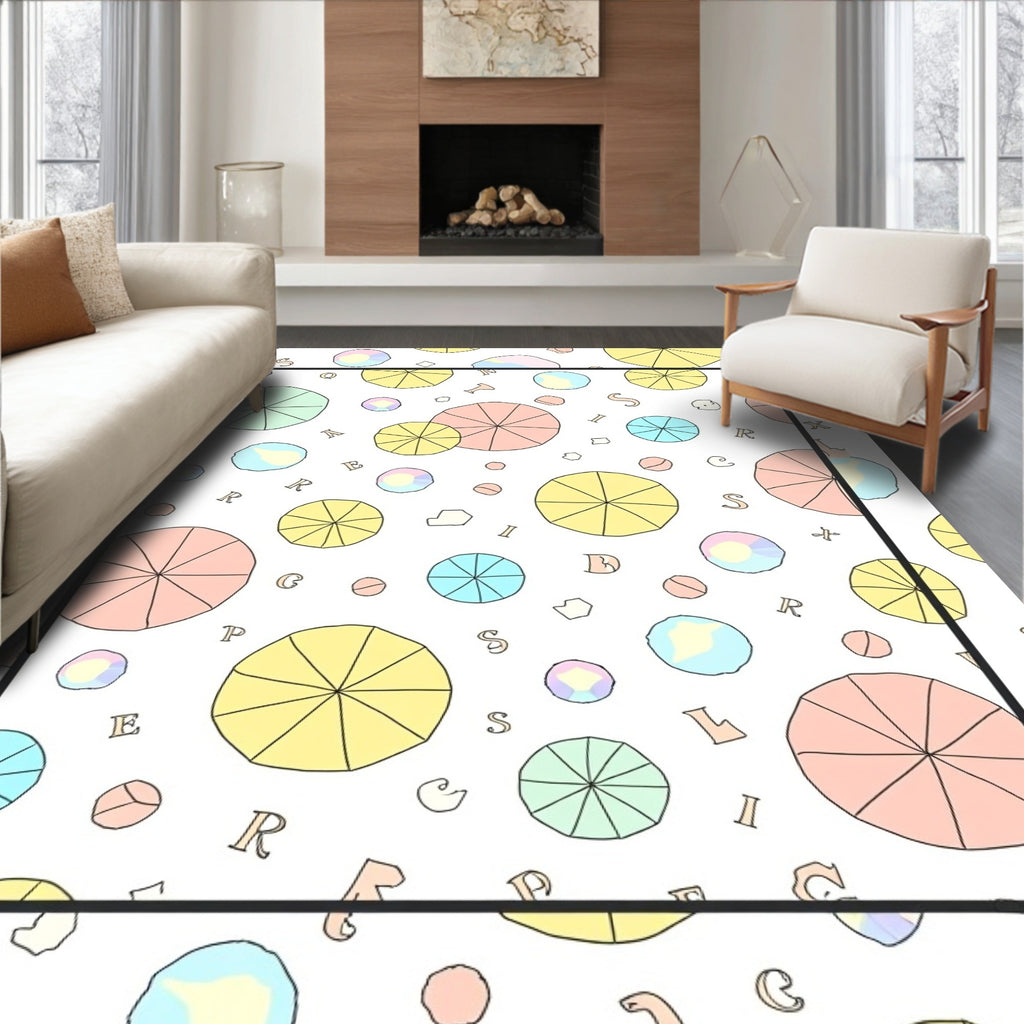 Pastel Circle Alfabet Scattered Rug