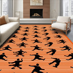 Orange Dynamic Figures Abstract Folk Rug