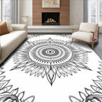 Intricate Black Sunflower Mandala Rug