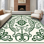 Deep Green Floral Oval Mandala Rug