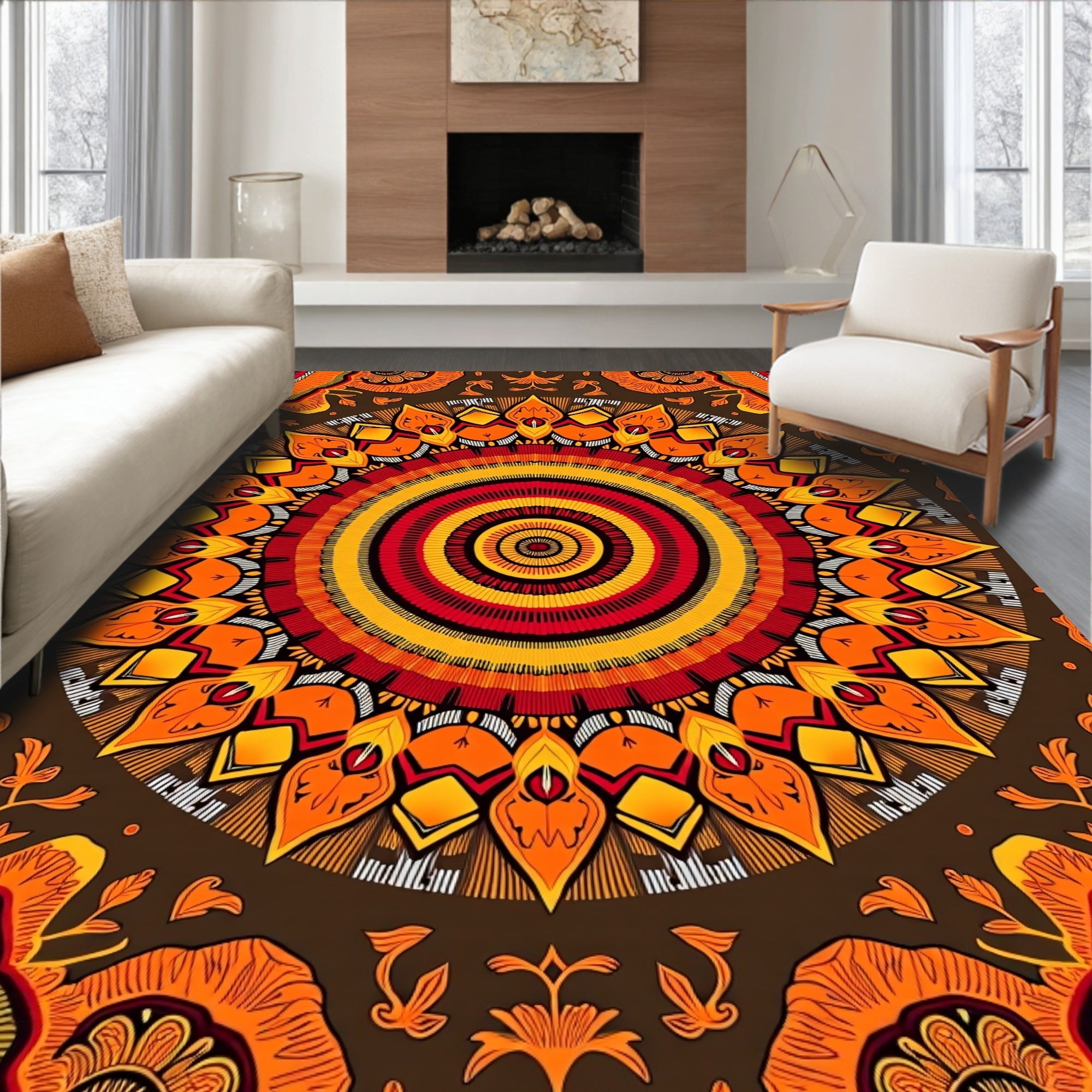 Vibrant Sunny Medallion Sunburst Rug