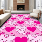 Pink Hearts Whimsical Creatures Rug