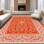 Coral White Intricate Scroll Medallion Rug