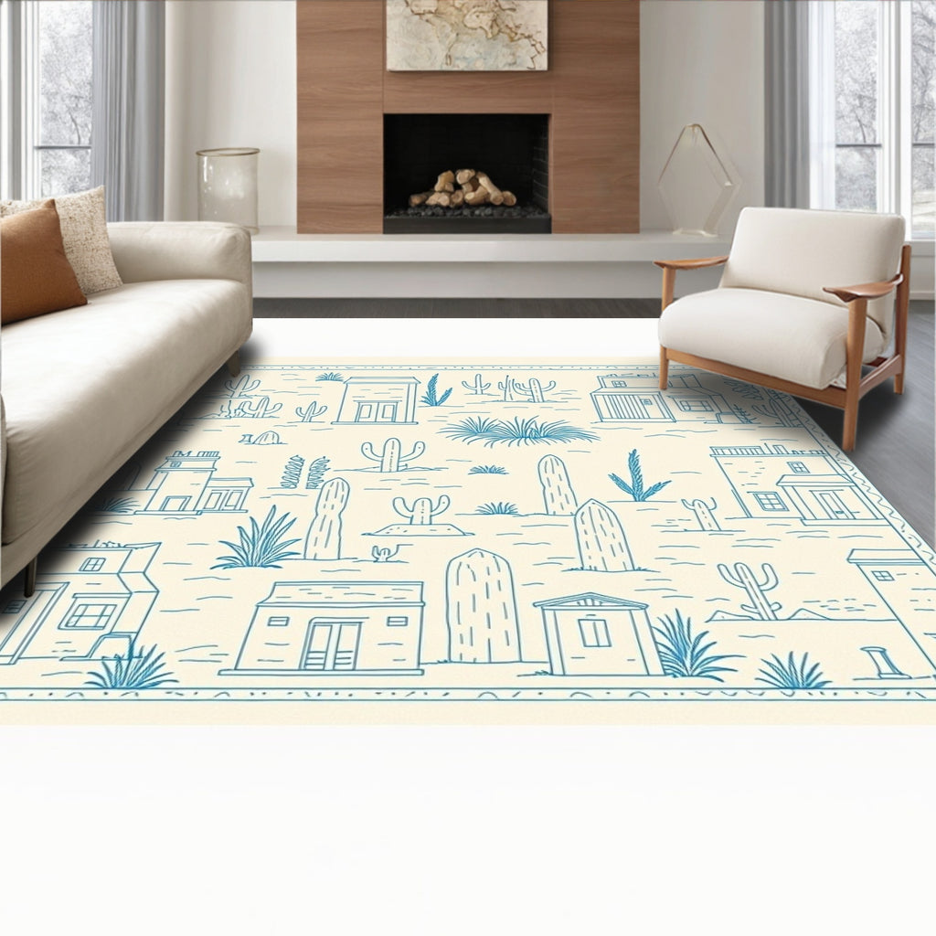 Desert Town Line Drawing Rug