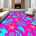 Bright Aqua Coral Stars Rug