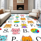 Playful Alphabet Cats Colorful Cartoon Rundown Rug