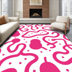 Hot Pink Abstract Whimsical Curvy Rug