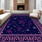 Cosmic Pink Zodiac Constellation Night Rug