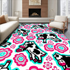 Playful Cows Floral Whimsy Rug