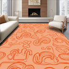 Abstract Orange Swirls Contour Rug