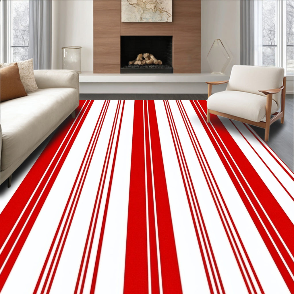 Bold Scarlet Stripes Rug