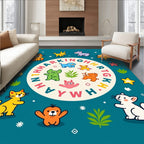 Colorful Cartoon Animals Alphabet Circle Rug