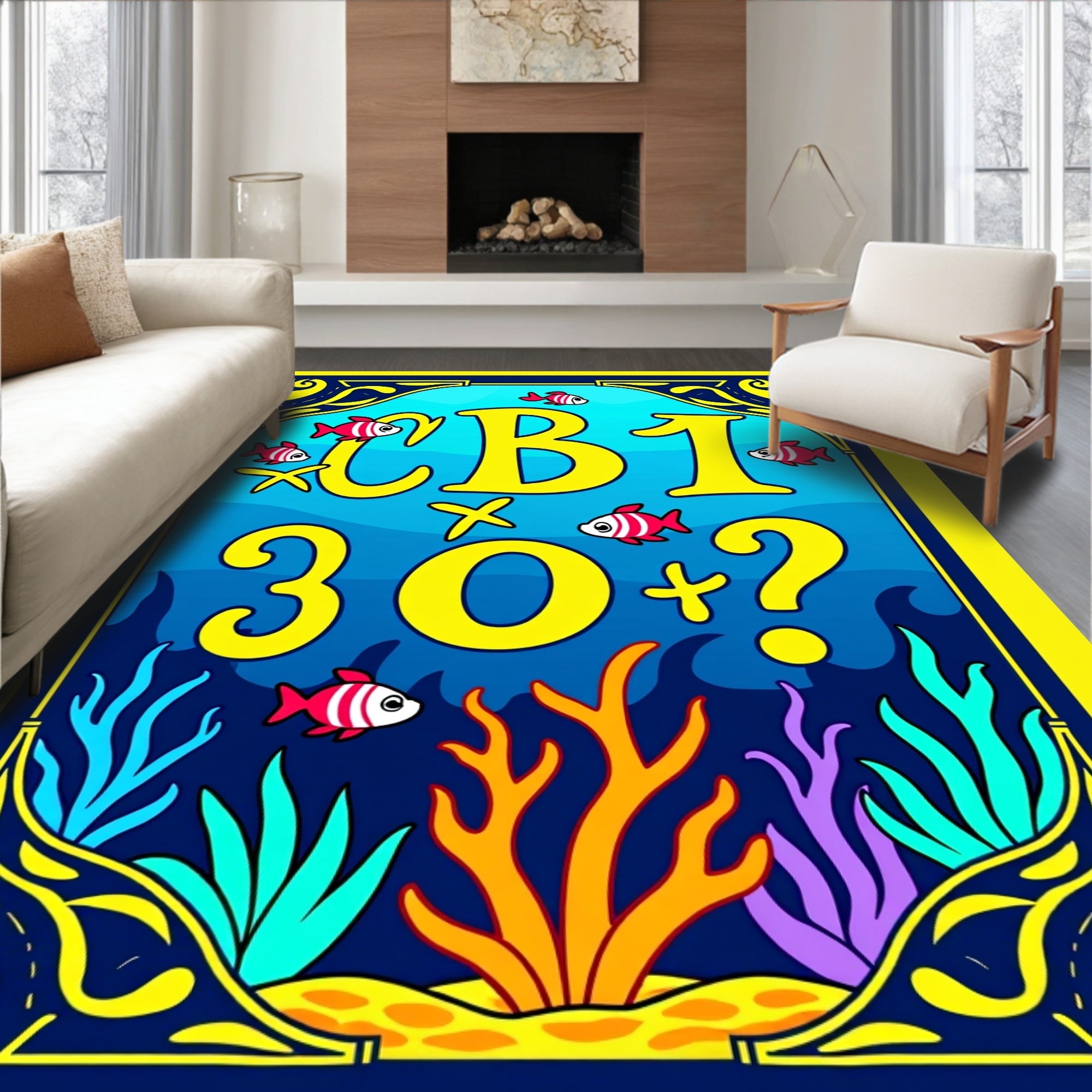 Bright Colorful Underwater World Rug