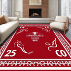Crimson Red Abstract Trophy Figures Rug