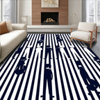 Dark Blue White People Stripe Rug