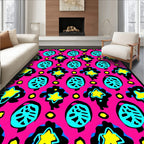 Bold Pink Aqua Yellow Starburst Rug