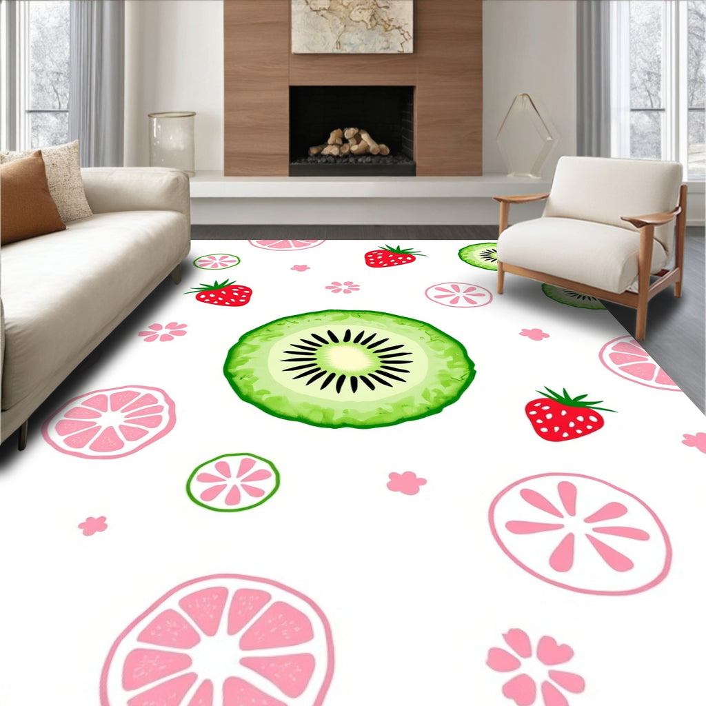 Sweet Strawberry Kiwi Citrus Blooms Rug