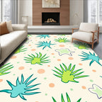 Whimsical Green Starburst Foliage Cluster Rug