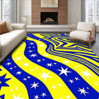Vibrant Blue Yellow Starry Stripes Rug