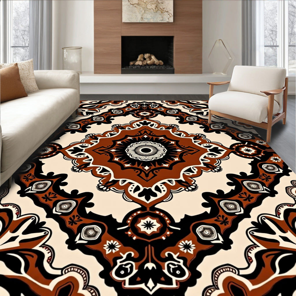 Rich Brown Medallion Symmetry Rug