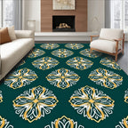 Deep Teal Floral Medallion Rug