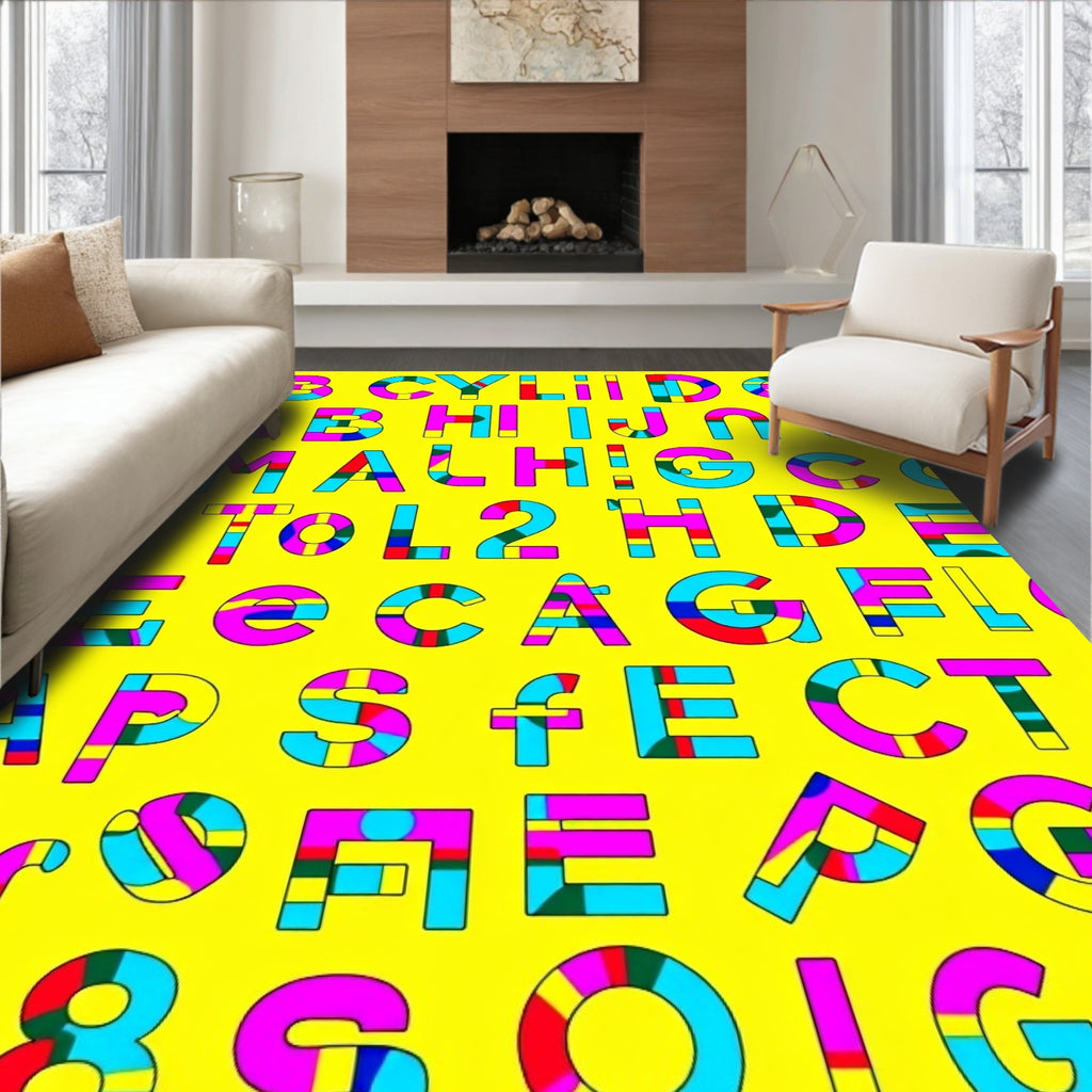 Bold Alphabet Blocks Colorful Rug