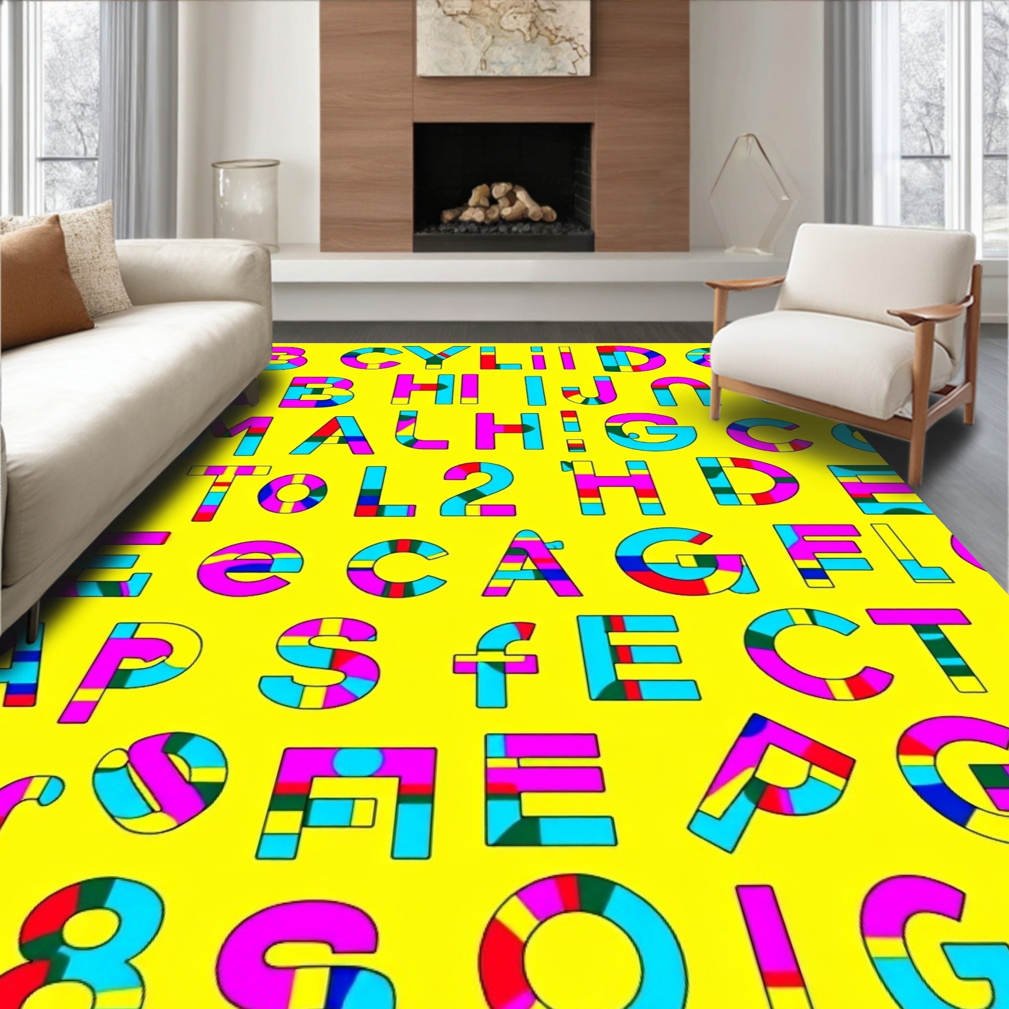 Bold Alphabet Blocks Colorful Rug