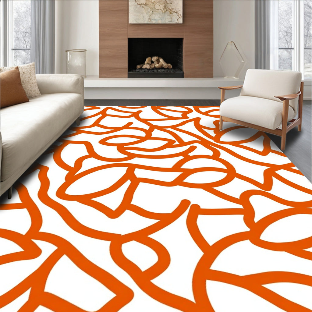 Bold Orange Organic Flow Rug