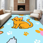 Cute Orange Cat Paw Print Repeat Rug