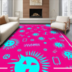 Vibrant Teal Feline Sunburst Spikes Rug
