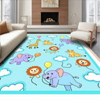 Cute Animals Balloons Sky Clouds Children's Rug