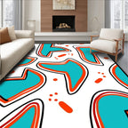 Aqua Orange Abstract Shapes Rug