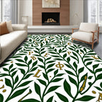 Emerald Leaves Gold Letters Rug