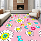 Pink Daisy Alphabet Garden Rug