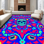 Vibrant Skull Mandala Day Dead Rug