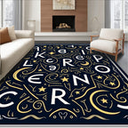 Celestial Alphabet Navy Geometric Rug